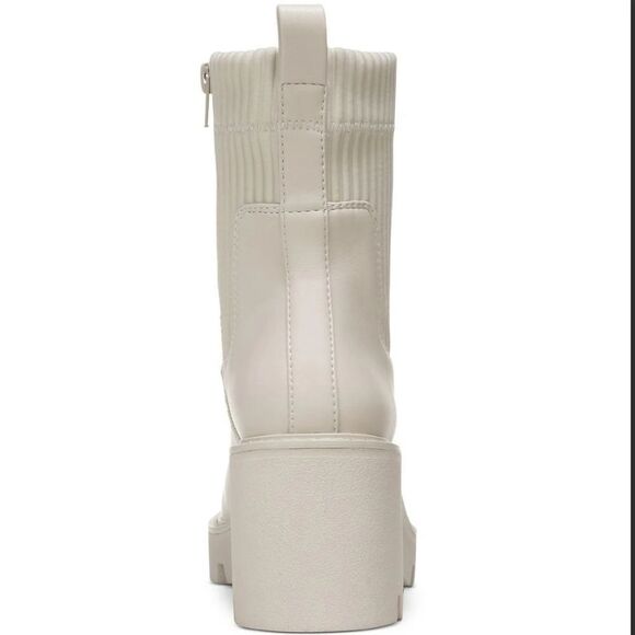 New Bar III Versuz Lug-Sole Booties Cream Combat Zipper 3 Ankle Boots Size 8.5 - Picture 3 of 4